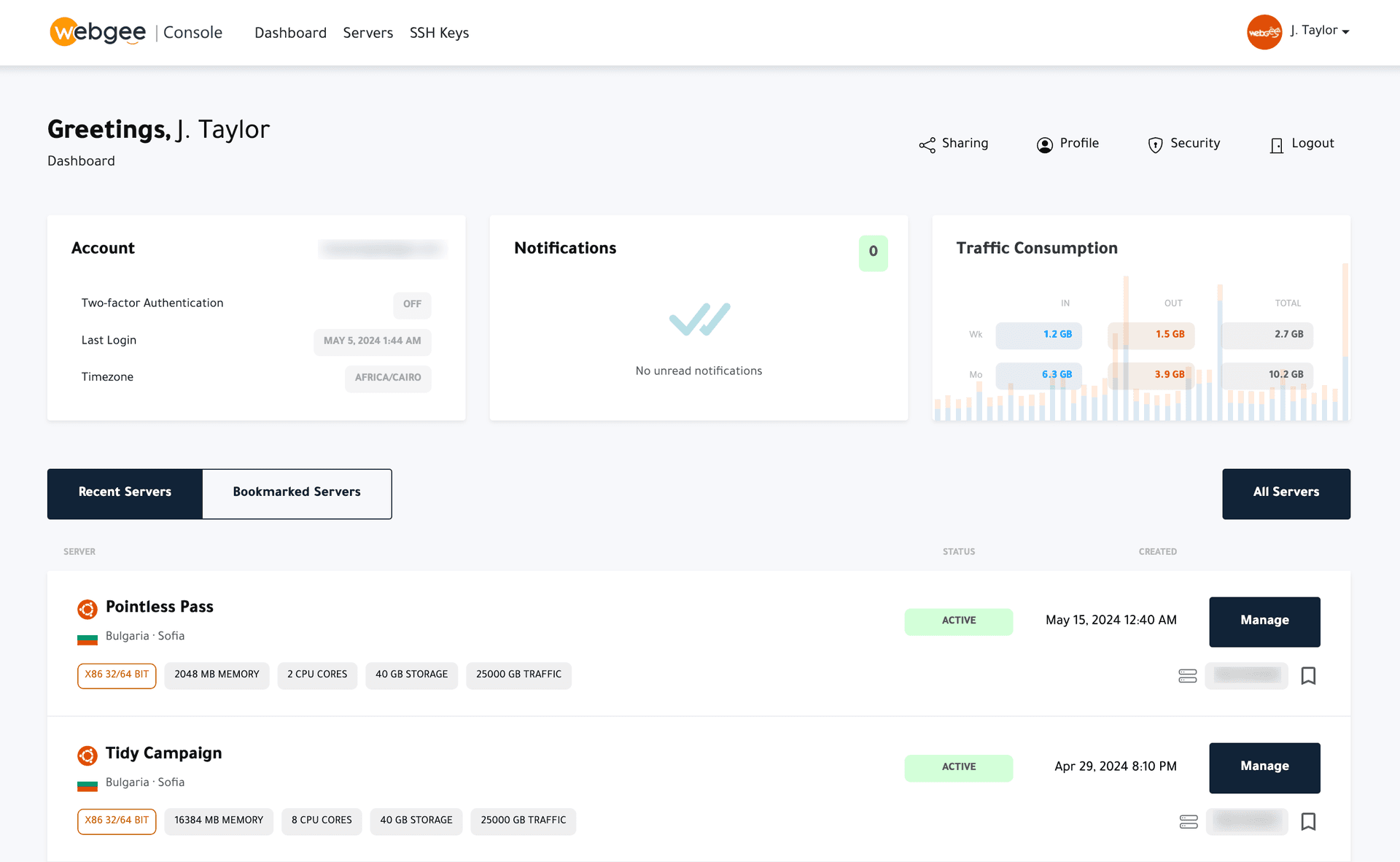 WebGee cloud control panel
