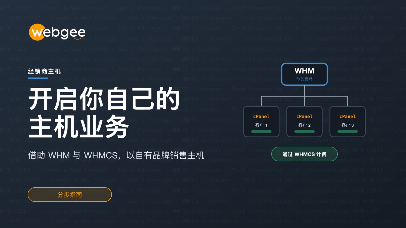 借助 WHM 经销商套餐(及 WHMCS 许可证)创办您自己的虚拟主机业务
