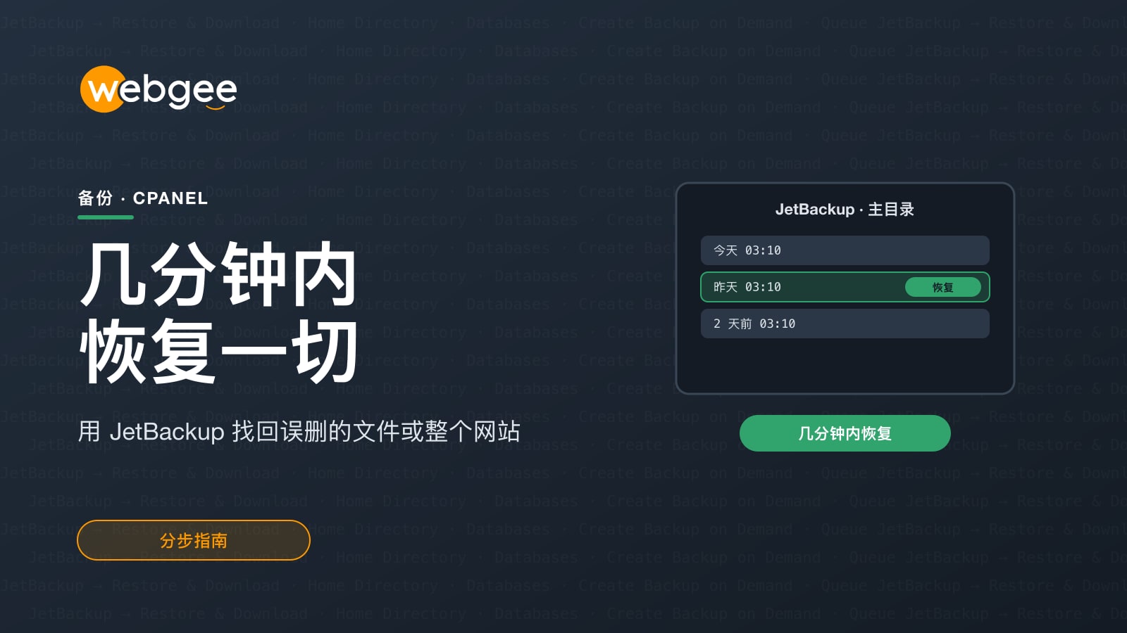 用 JetBackup 几分钟内恢复误删的文件或整个网站